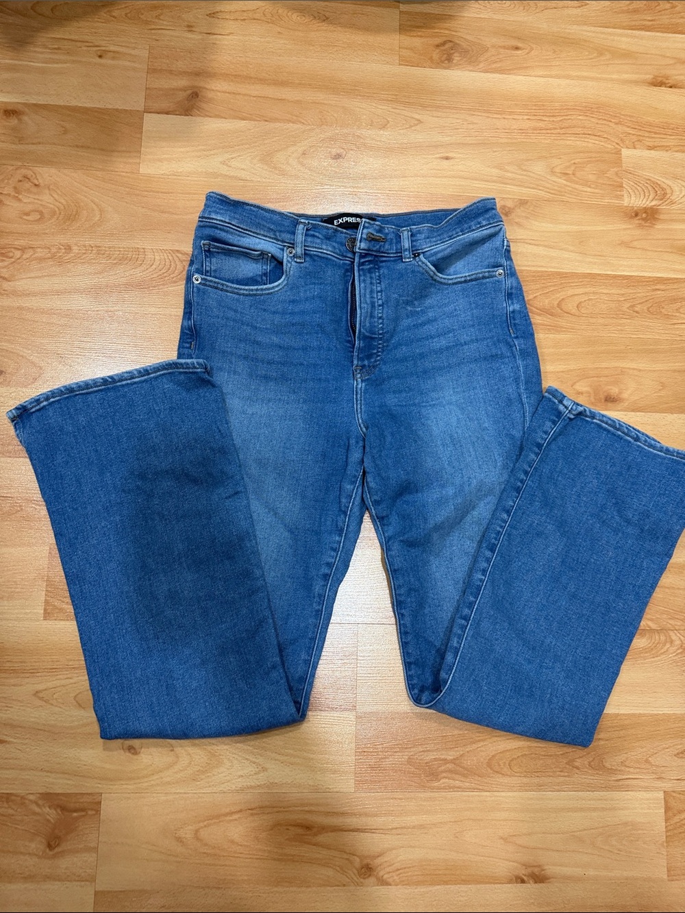 Express Blue Bootcut Stretch Jeans high rise